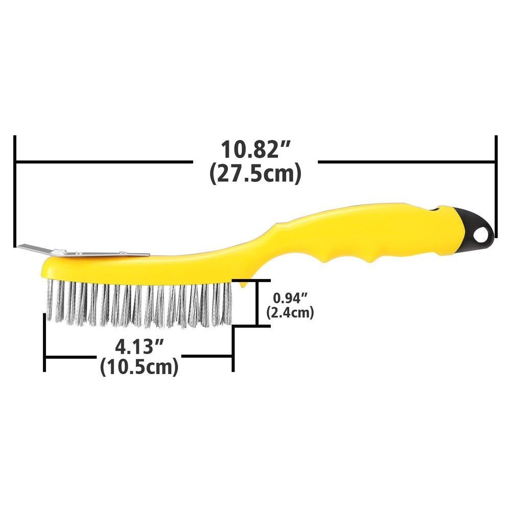 10.95 Inch Wire Scratch Brush Metal Scraper Long Plastic Handle Rust 1 PC