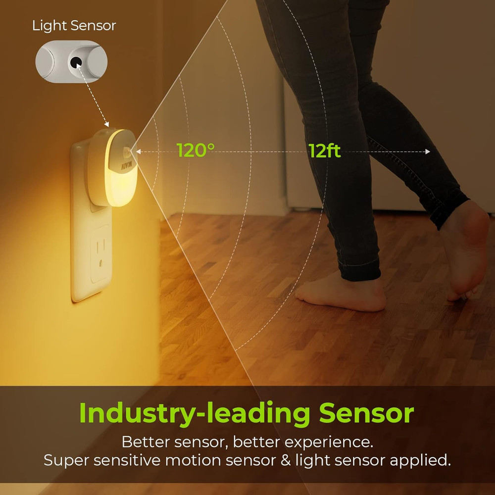 Plug in Night Light with Motion Sensor and Dusk to Dawn Sensor, Mini Warm White