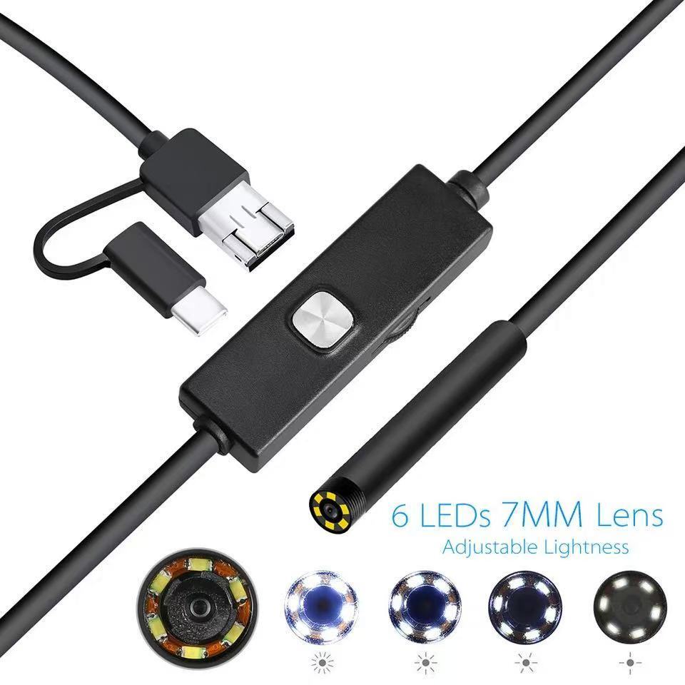 6LED USB Snake Endoscope Borescope HD Inspection Camera Scope For Android Type C