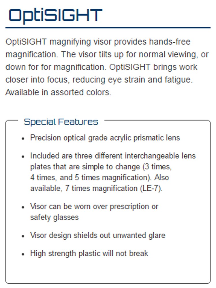 Donegan Gray OptiSight® Binocular Magnifying Visor Set w/3, 4, & 5 Power Lenses