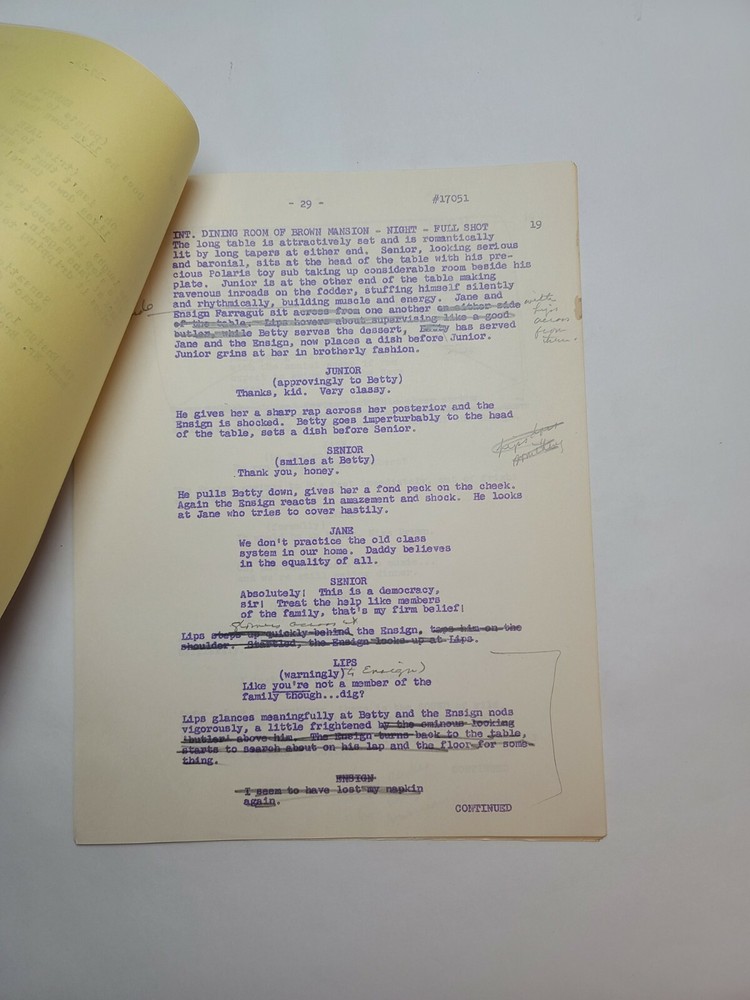 JANE / 1961 Unproduced TV Series Script "The Ensign", Revue Studios