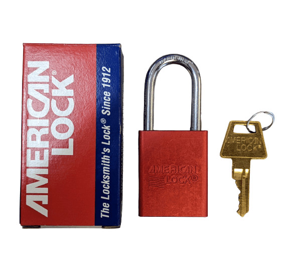 American Lock Padlock Solid Alum 1-1/2 Red Keyed Alike A1106KARED