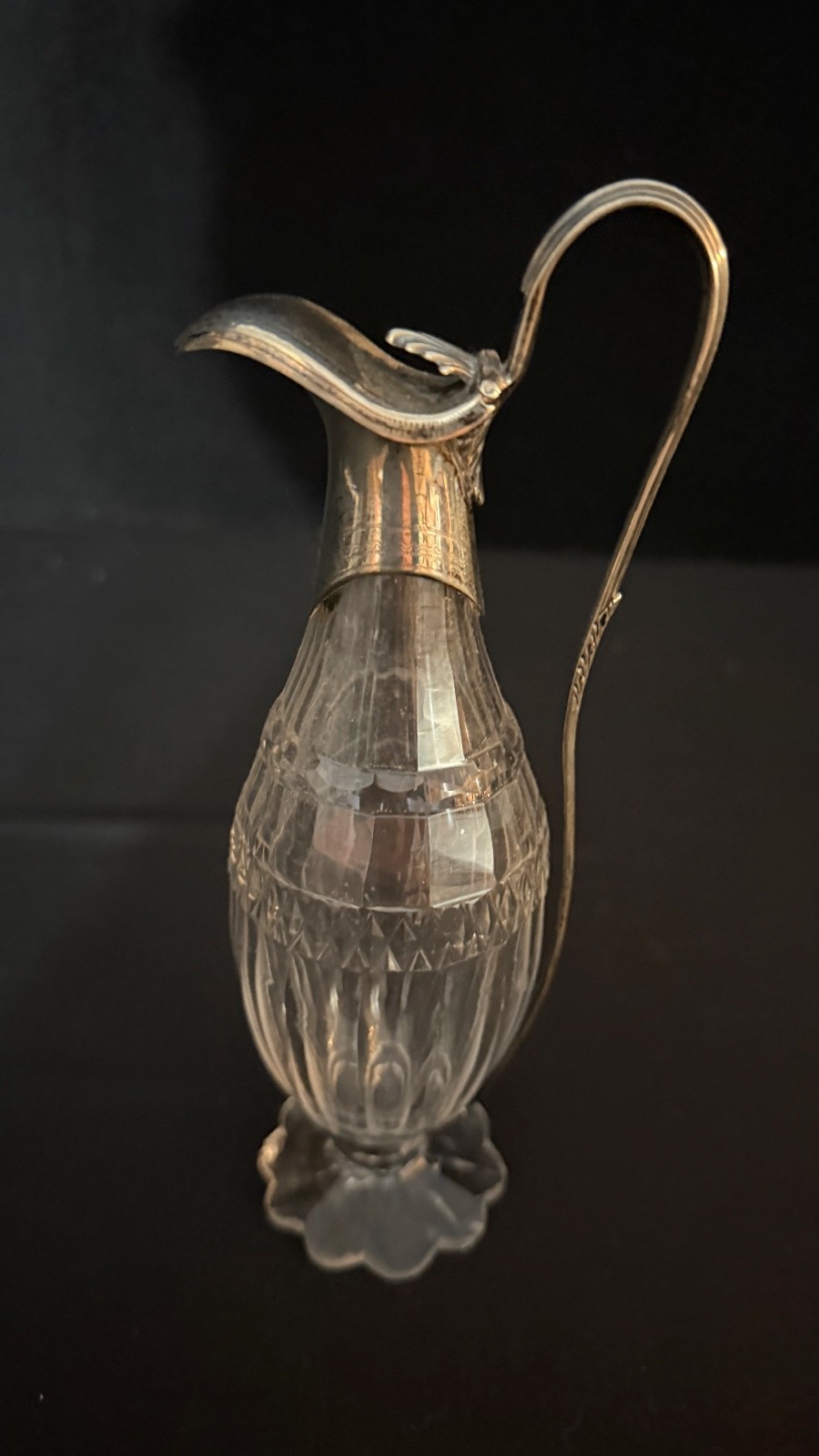 Antique English George III Sterling & Cut Glass Decanter 1800