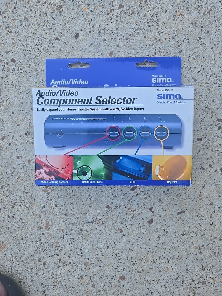 Sima SVS-14 4 Input A/V Component Selector - NEW IN BOX - LL1