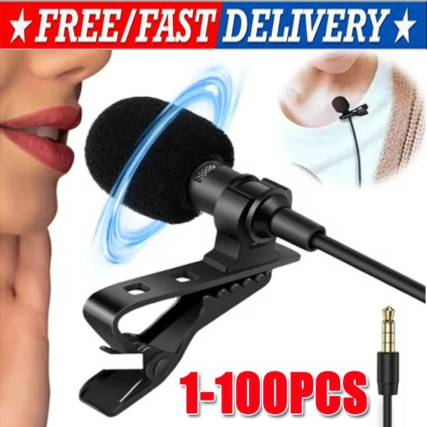 Omnidirectional Lapel Lavalier Microphone Clip-on Condenser Mini Iphone Android
