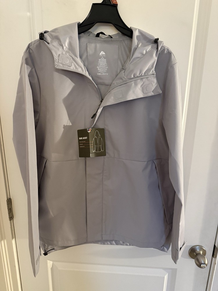 Ozark Trails Rain Jacket Gray Size Medium Water Resistant- Vented Back + Pockets