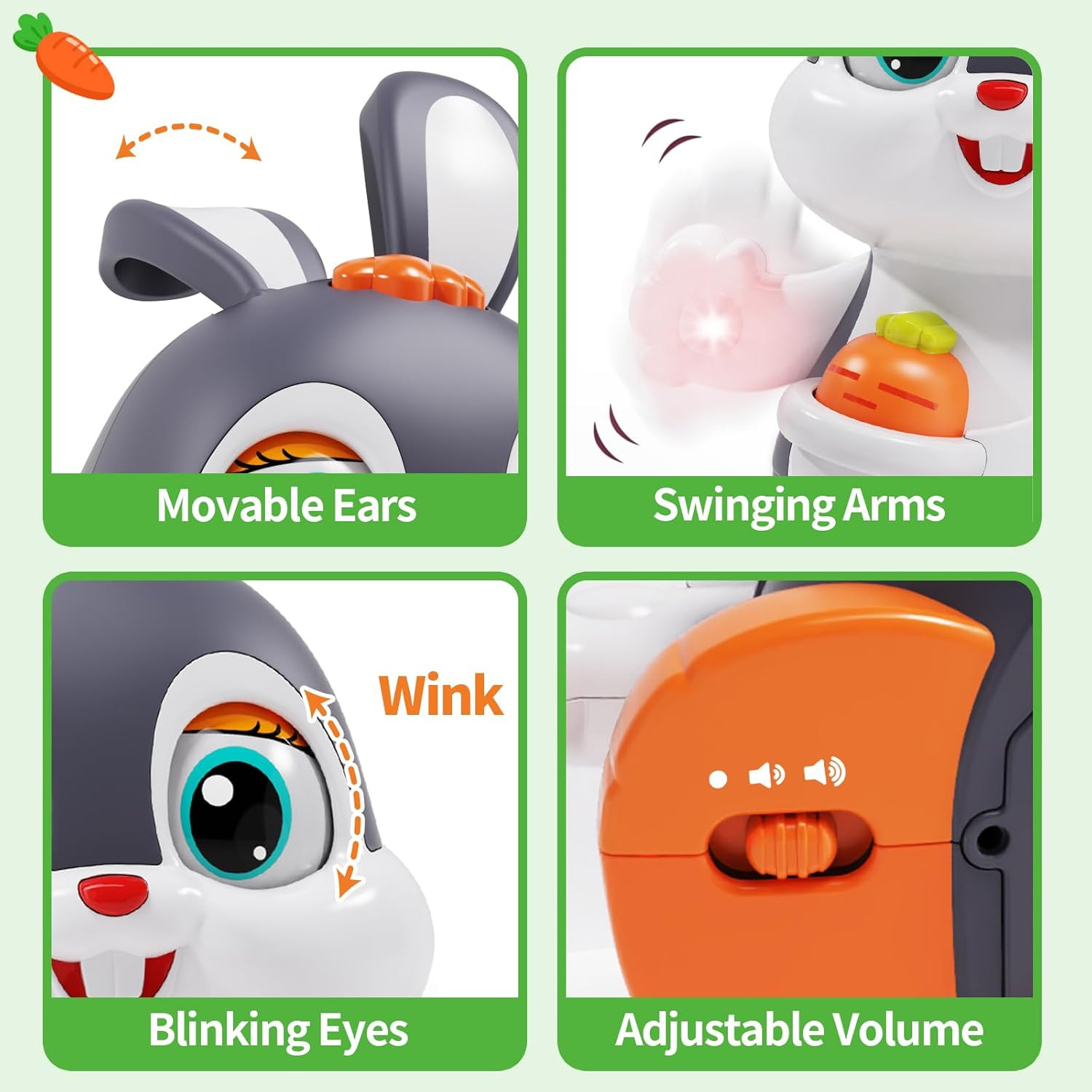 Baby Musical Easter Bunny Toy Dancing Crawling Tummy Time Toys, Light up Infant