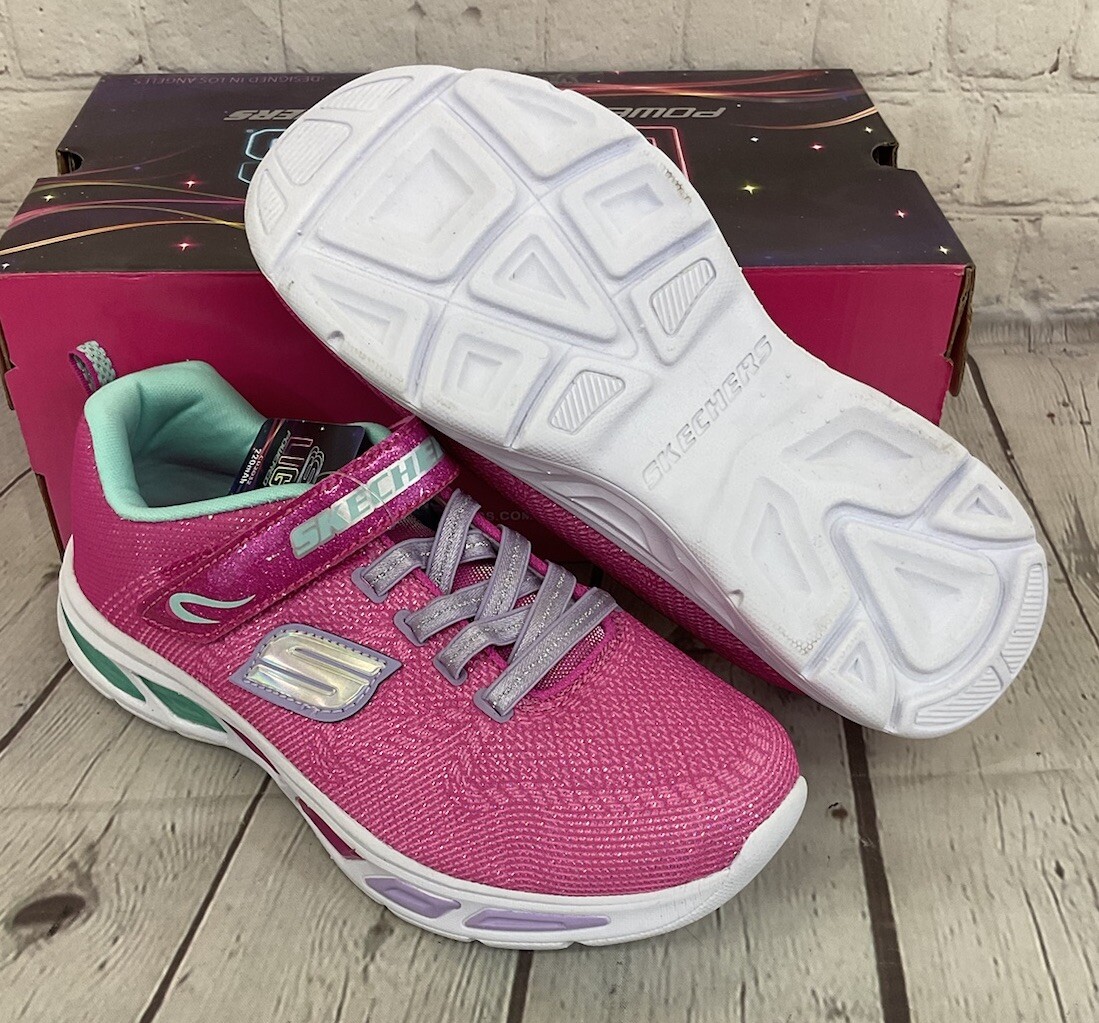 Skechers LiteBeems Shimmer Fashion Girls Hot Pink Lavender Shoes Light Up Size 5