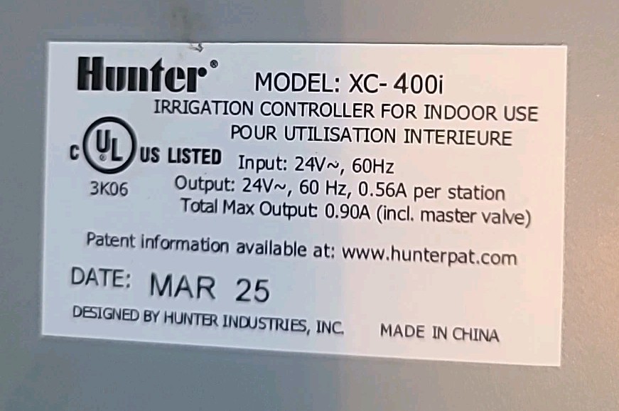 Hunter X-Core 4-Station Zone XC-400i Sprinkler Irrigation Timer Controller Works