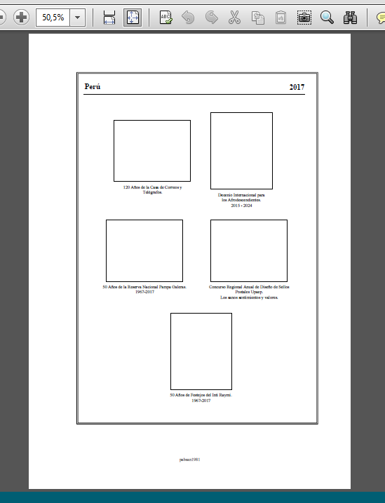 PERU stamp album pages INDIVIDUAL years between 2001-2021 PDF format sellos