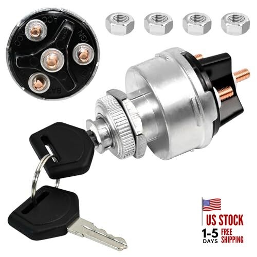 1 Set Wires Ignition Switch， with Key 4 Position Universal Black Plastic
