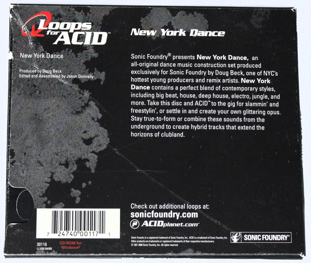 Sonic Foundry NY Dance Loops For Acid Sample Library/Sound Library/Sampling CD