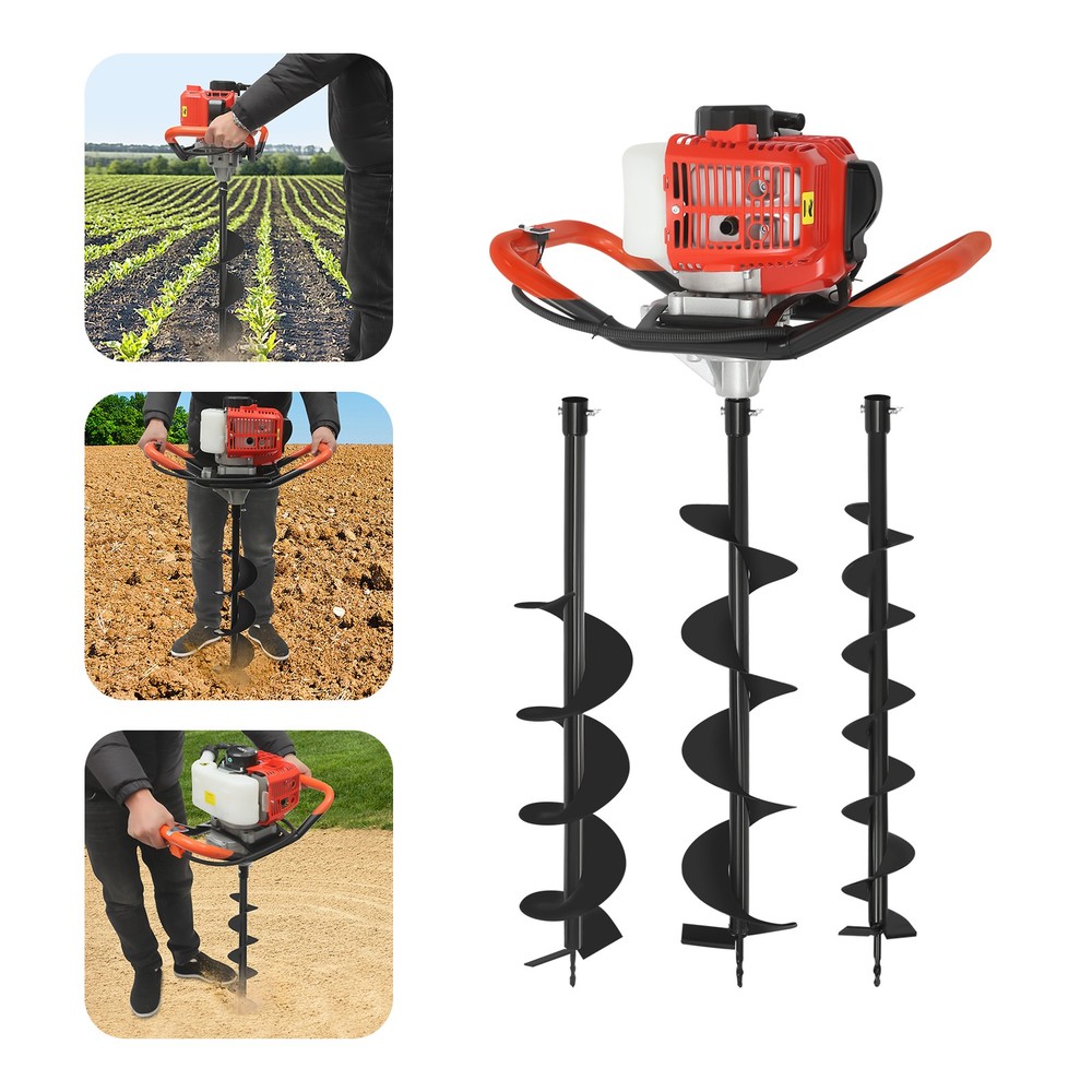 2.3HP Post Hole Digger Kit with 3 Drill Bits – Durable Earth Auger