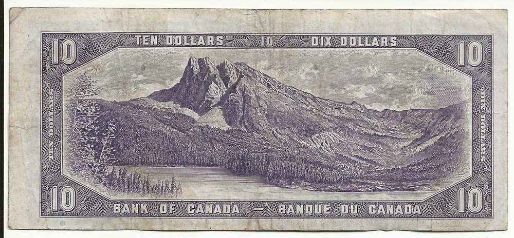 Offset Cut BC-32a 1954 Canada Devil's Face 10 dollar note world lot comb ship