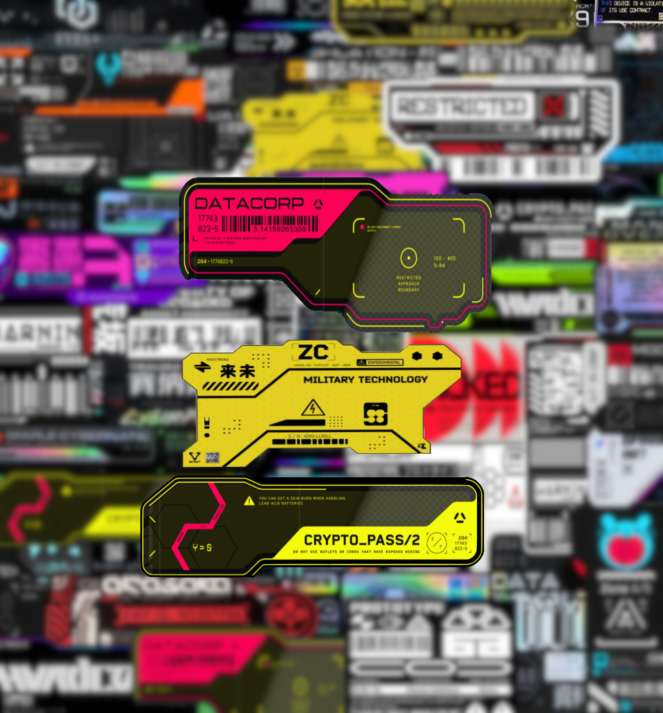 20/40 Cyberpunk Decal Stickers - Glossy Vinyl - Water Resistant Futuristic