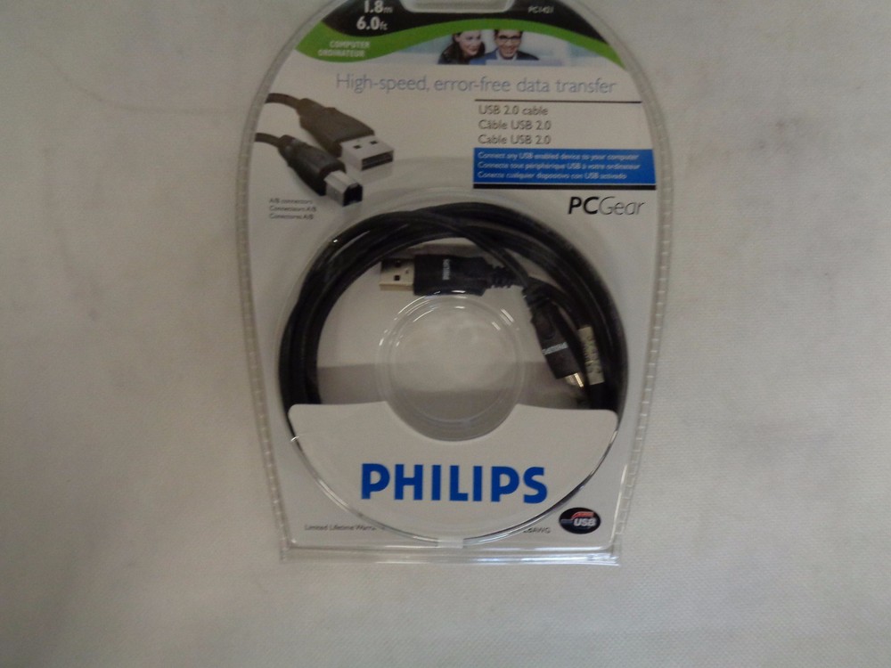 NEW PHILIPS PC1421 USB 2.0 CABLE 6 FT