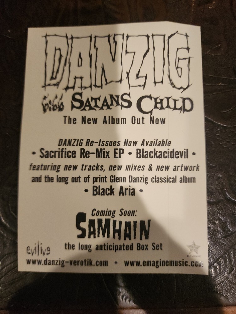 Danzig Satan's Child promo STICKER Record Store Only