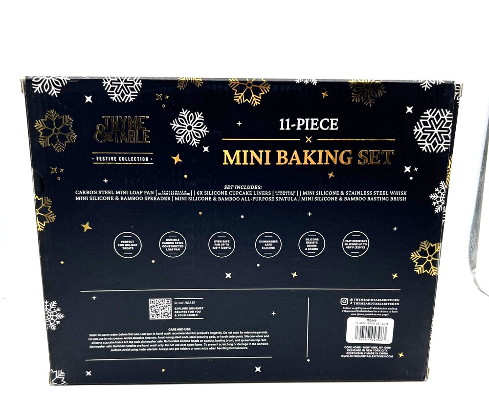 Thyme & Table Mini Kitchen Gold Mini Set Whisk Spatula Mini Loaf Pan Cupcake