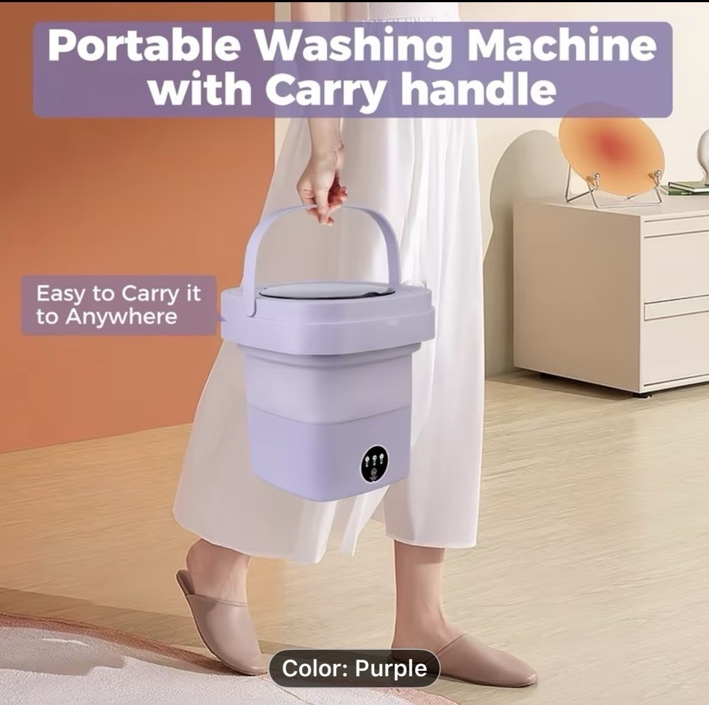 Mini Foldable Portable Washing Machine 8L Purple, 36W, Top-Loading, Compact