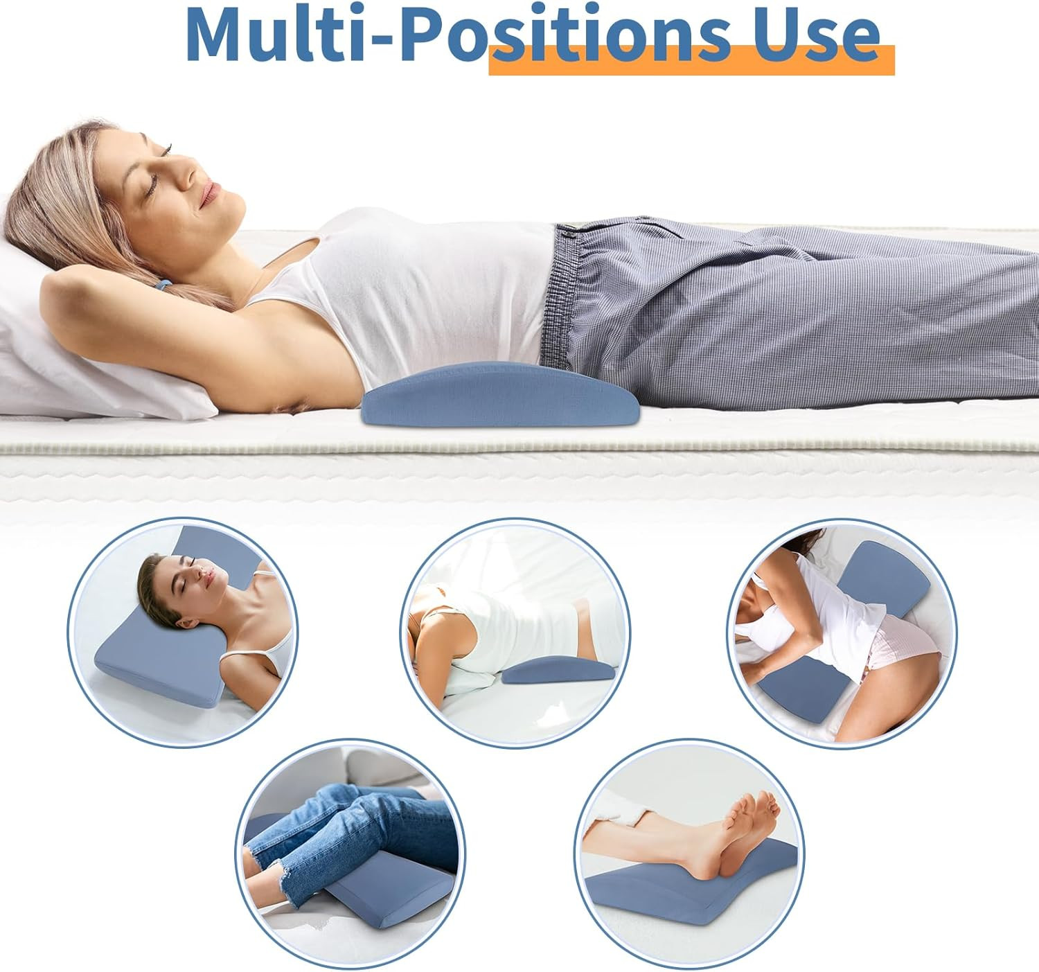 Lumbar Support Pillow for Bed: Memory Foam Lower Back Pain Relief Pillow for Sle