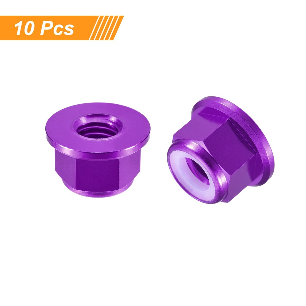 Nylon Insert Hex Lock Nuts, 10pcs - M8x1.25mm Self-Locking Nut(Purple)