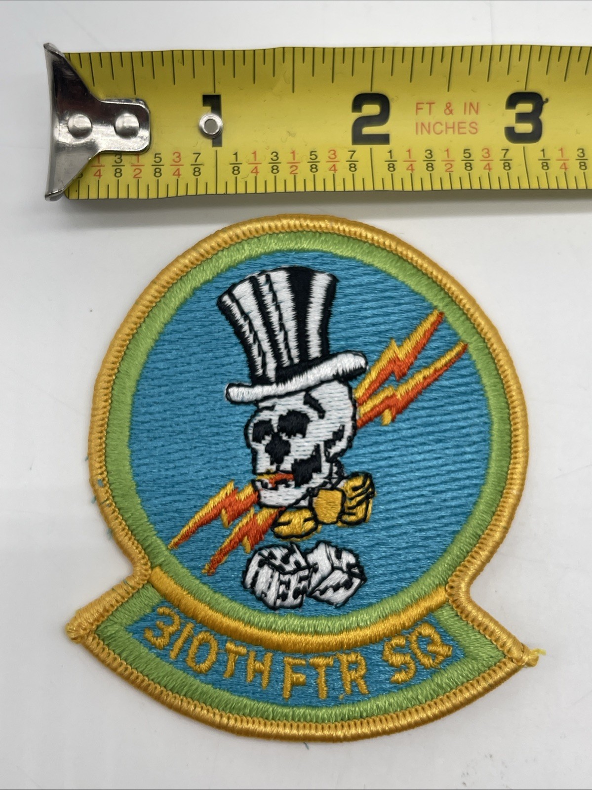 U.S. Military 310th Fighter Squadron Patch Insignia Skull Top Hat Full Color