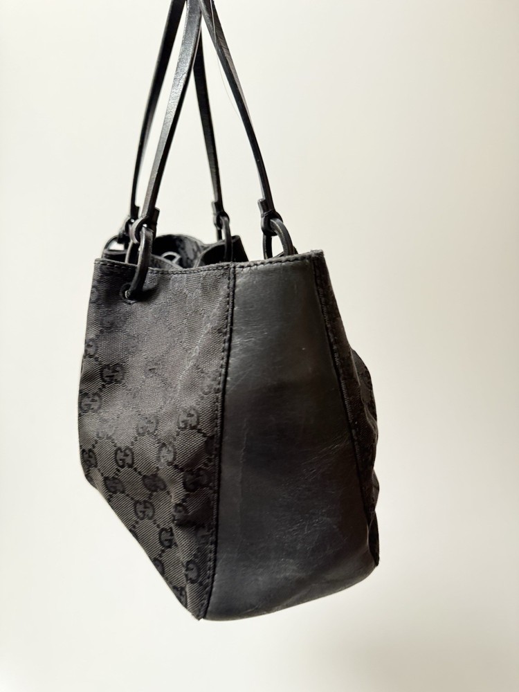 Gucci GG Pattern Black Tote Bag With Pouch