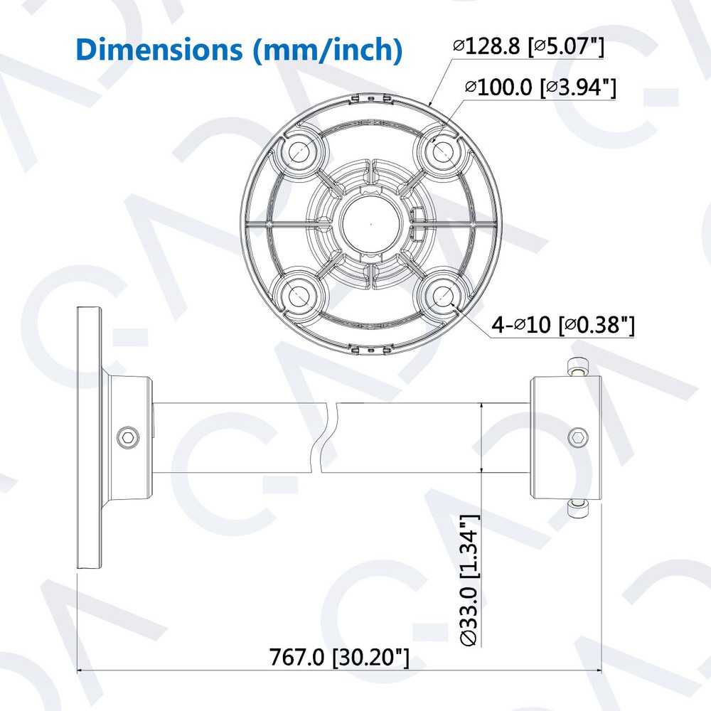 Dahua PFB220C + PFA106 Ceiling Pendant Pole Mount Long Bracket for Select Camera