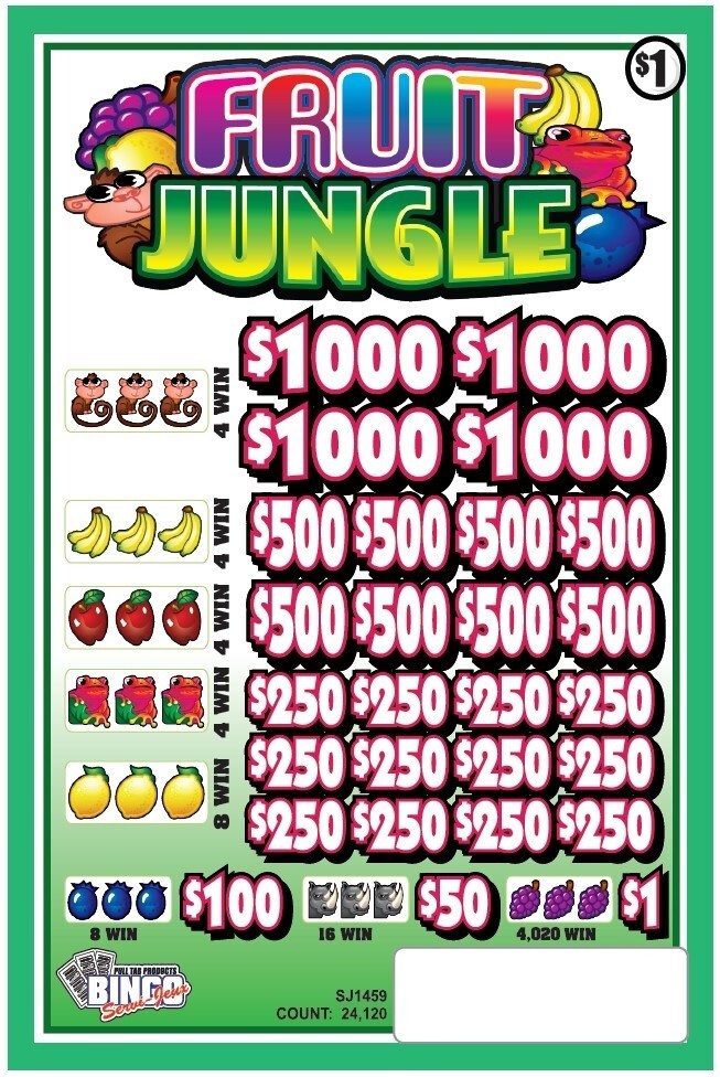NEW pull tickets FRUIT JUNGLE - $1 Instant Tabs