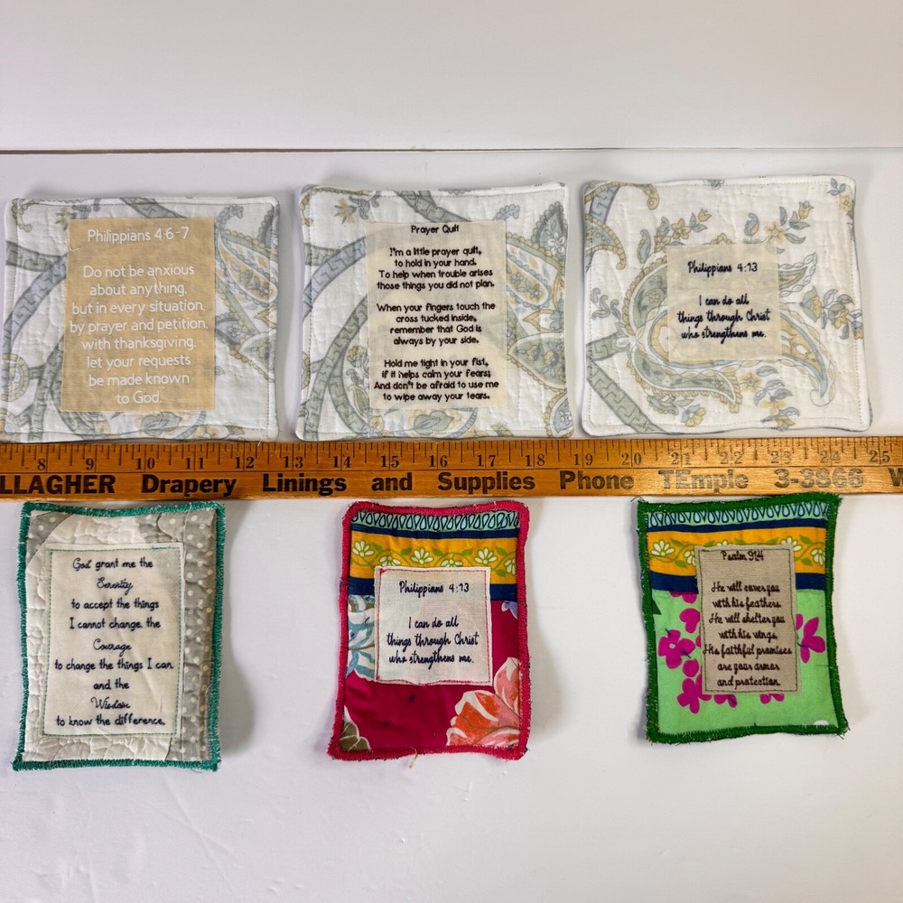 6 Handcrafted Prayer Quilts lot unique