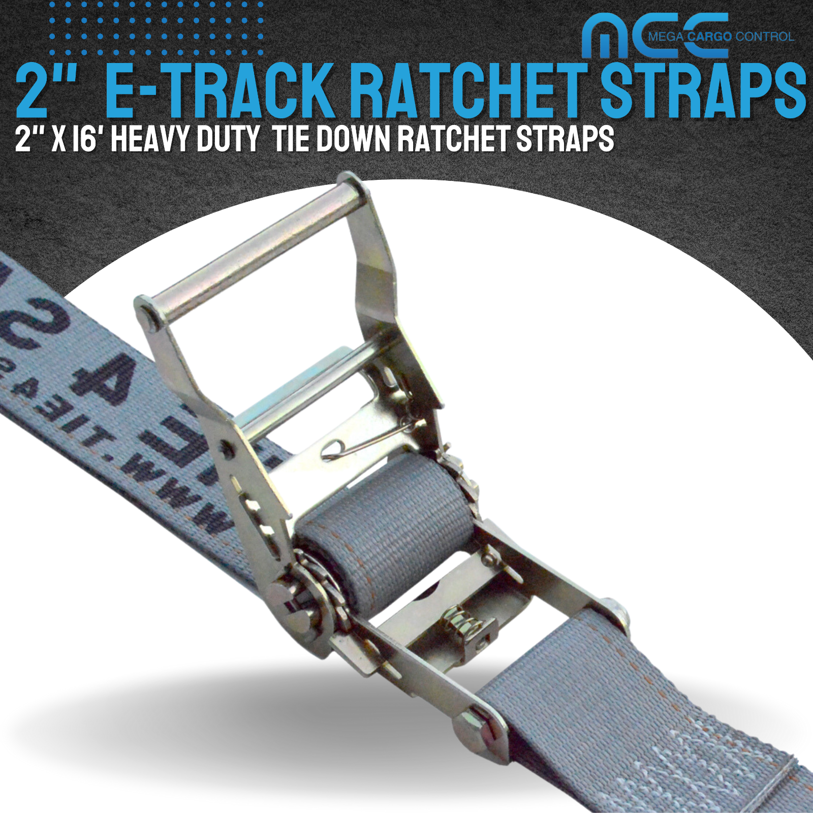 20 Pack 2" X 16' E-Track Ratchet Tie Down Strap Truck Trailer Enclosed Cargo Van