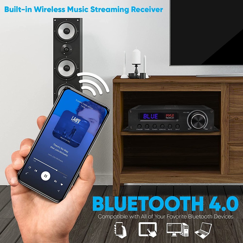 PyleHome PFA560BT Compact 5.1-Channel Wireless Bluetooth Amplfier