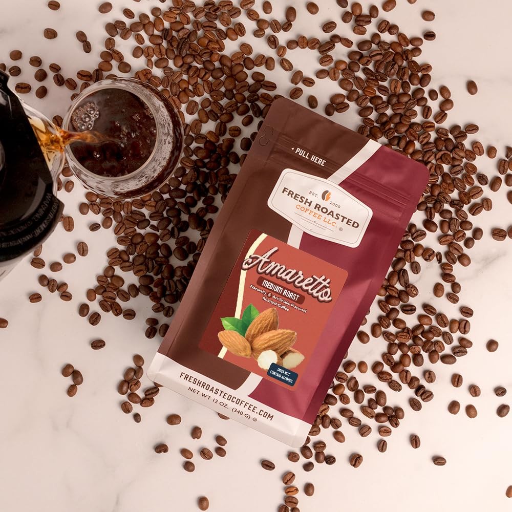 , Amaretto Flavored Coffee, 12 oz, Medium Roast, Kosher, Ground