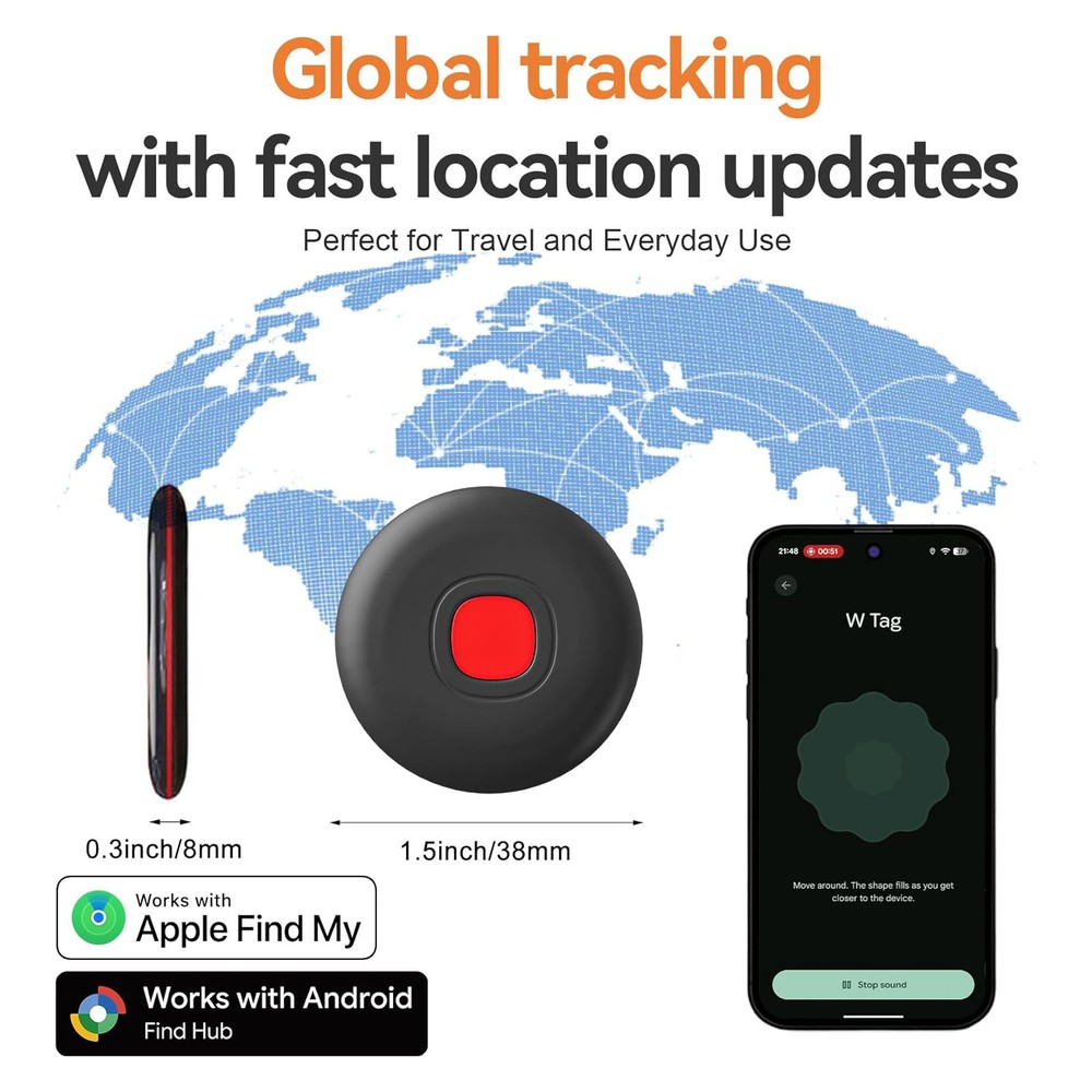 (4-pack) Air Tracker Tags for Android or iOS, Dual System Smart Bluetooth Tags