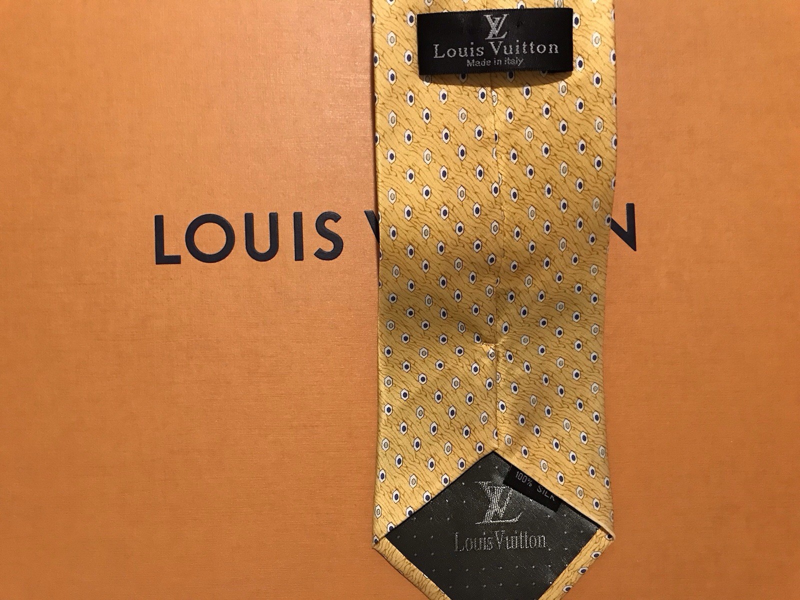 Vintage Louis Vuitton Tie Yellow 100% Silk