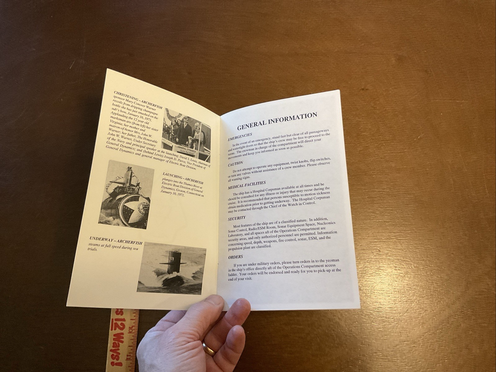 Welcome Aboard USS ARCHERFISH SSN 678 Handout Pamphlet Vintage