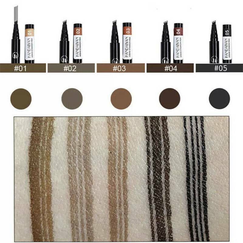 2 Pack Long-Lasting Liquid Tattoo Eyebrow Pens: 4 Tips, 3D Fork Microblading Ink