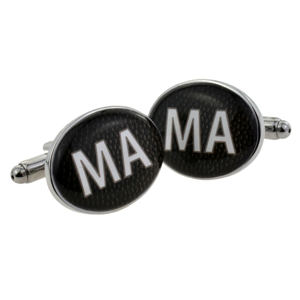 Personalised Black Leather Effect Cufflinks Presented in a Cufflink Box X2BOCO86