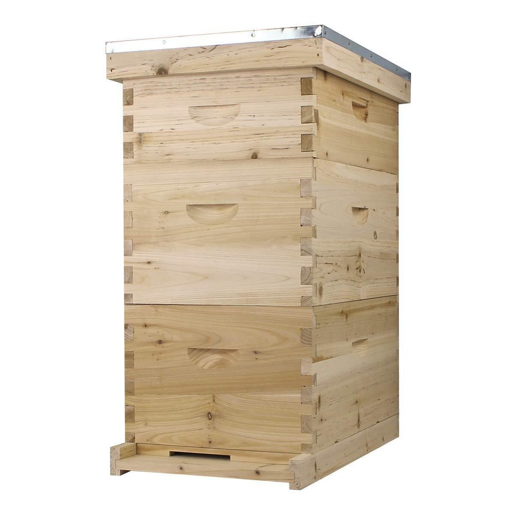 NuBee 8-Frame Complete Beehive Kit – Unassembled (2 Deep + 1 Medium Boxes) with