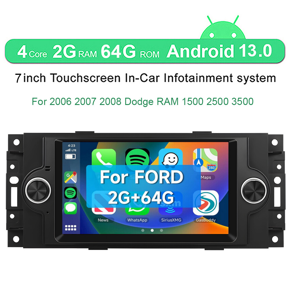 For 2006 2007 2008 DODGE RAM 1500 2500 3500 CarPlay Android 13 Radio GPS SWC