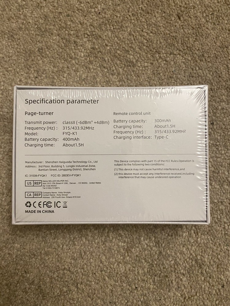 RF Remote Control Page Turner for Tablets