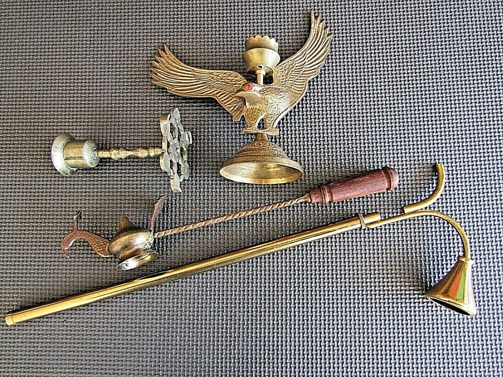 Unique Brass Candle Holders with snuffer !