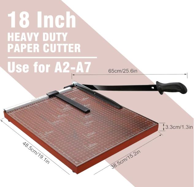 Paper Cutter Heavy Duty 18" Cut Length Professional Large Paper Cutter 12-Sheet