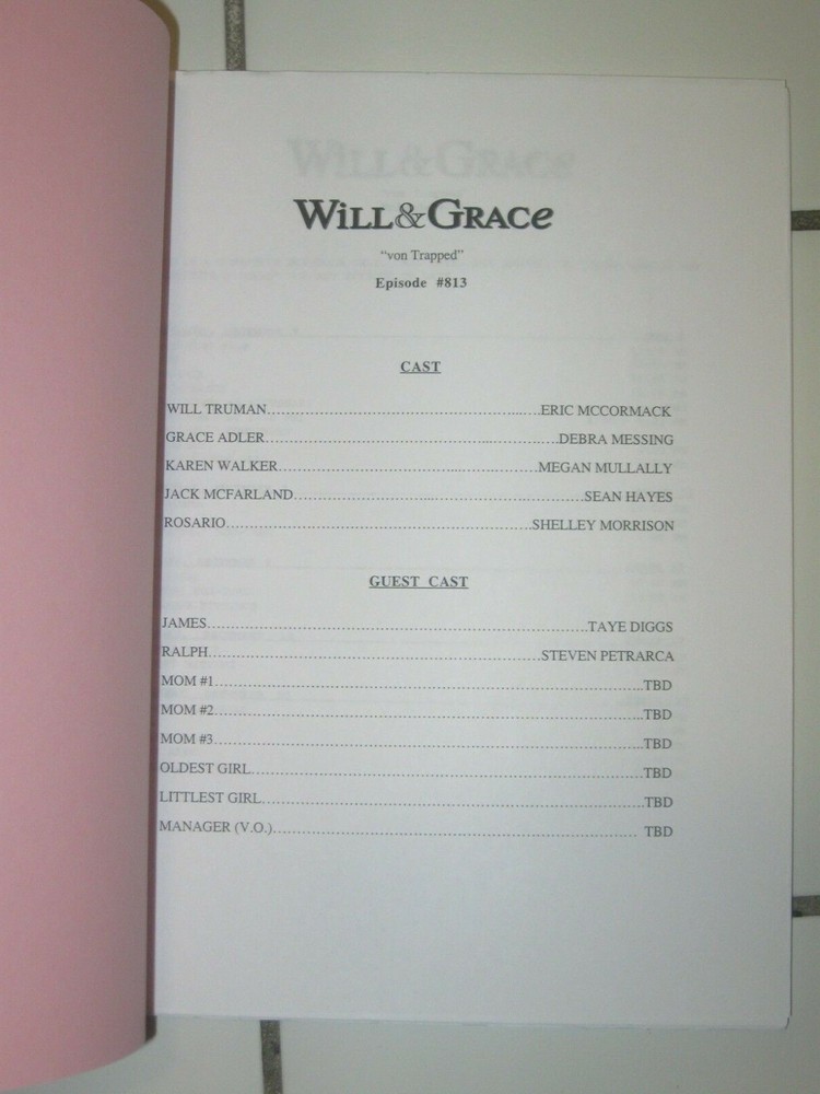 WILL & GRACE ORIGINAL SCRIPT FOR "VON TRAPPED" TABLE DRAFT SEASON 8 2005
