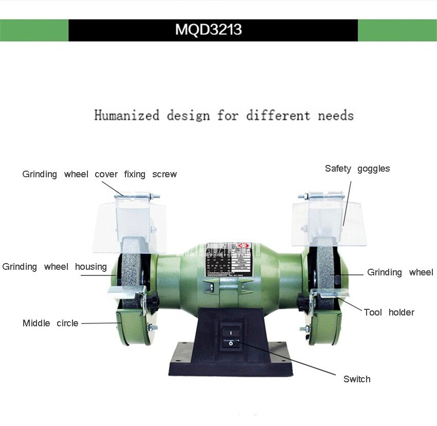 MQD3213 Multi-function Bench Grinder Electric Knife Sharpener 5-inch Polishing