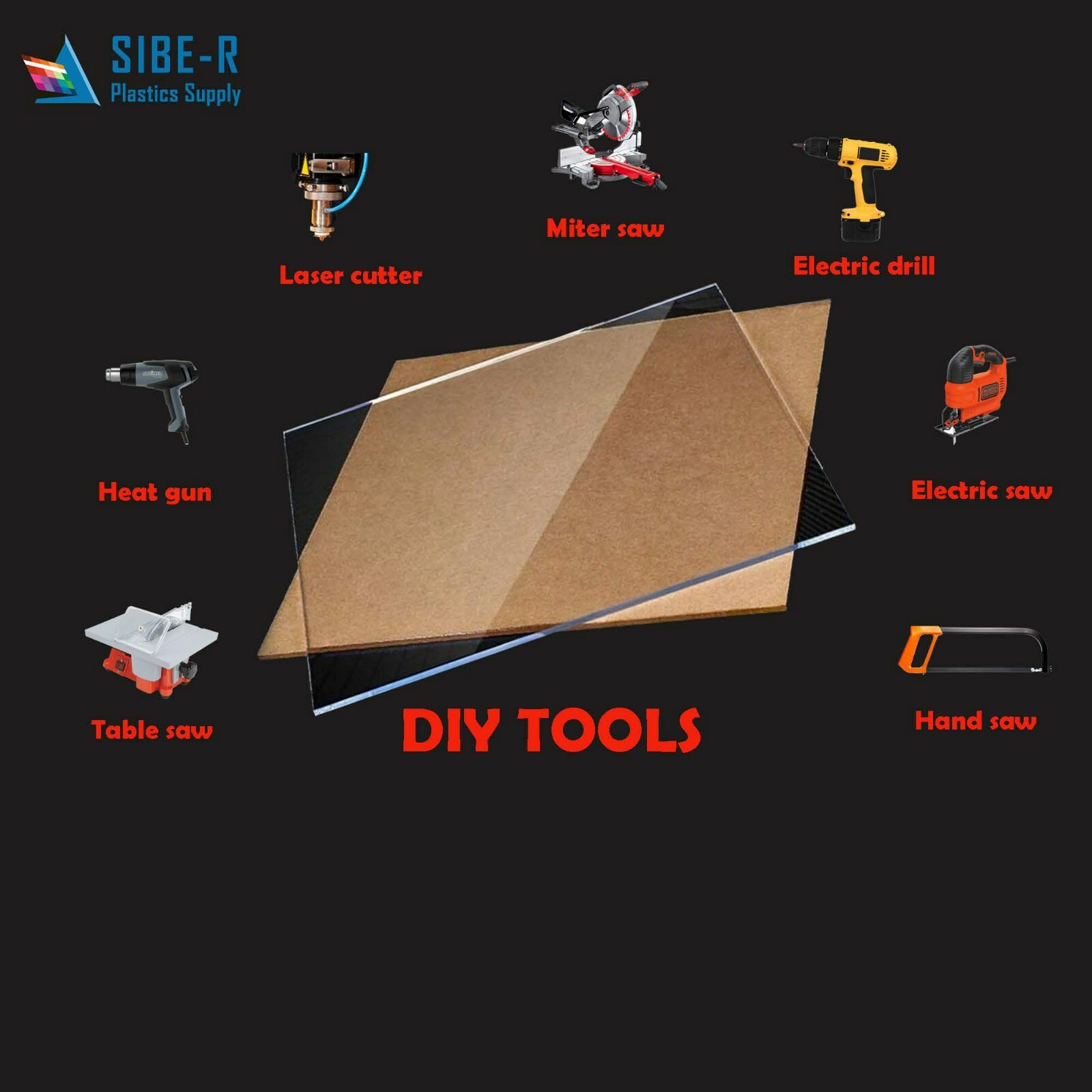 Sibe-R Plastic Supply℠ ACRYLIC CLEAR PLEXIGLASS SHEET - 1/8" X 5" x 7" ^