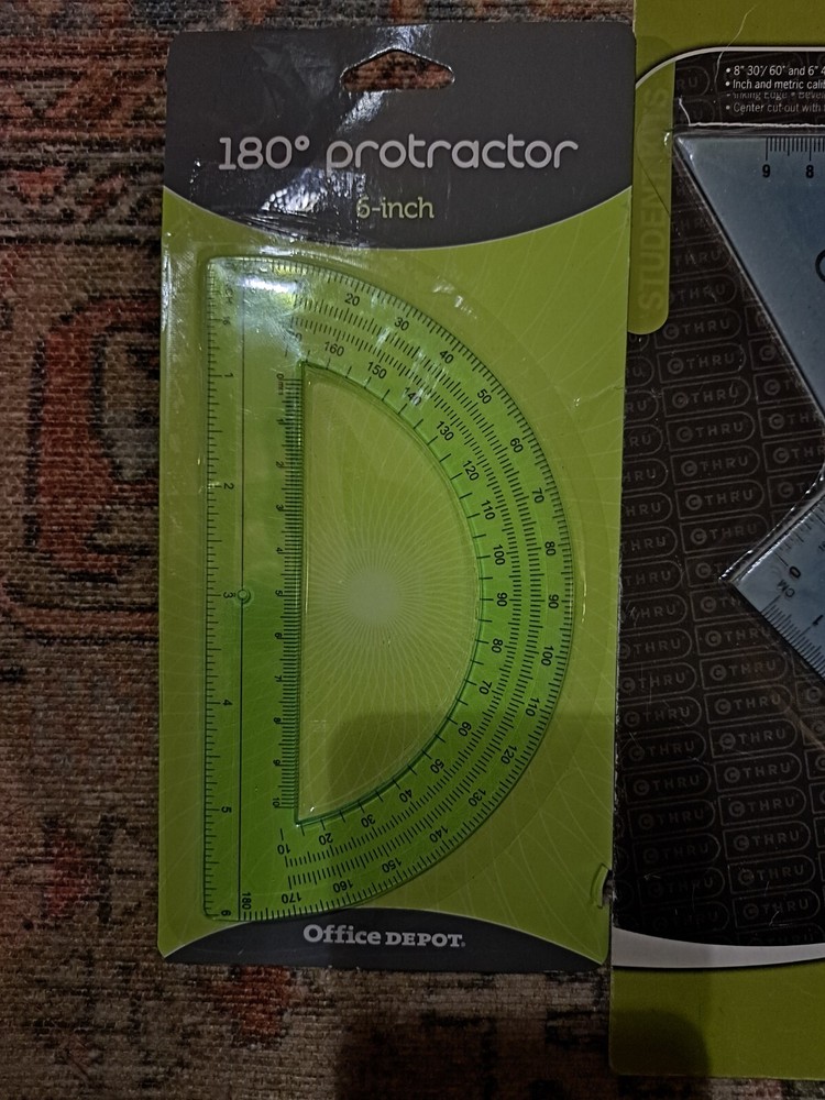 Triangle Set And 180° Protractor 6" School College Tools