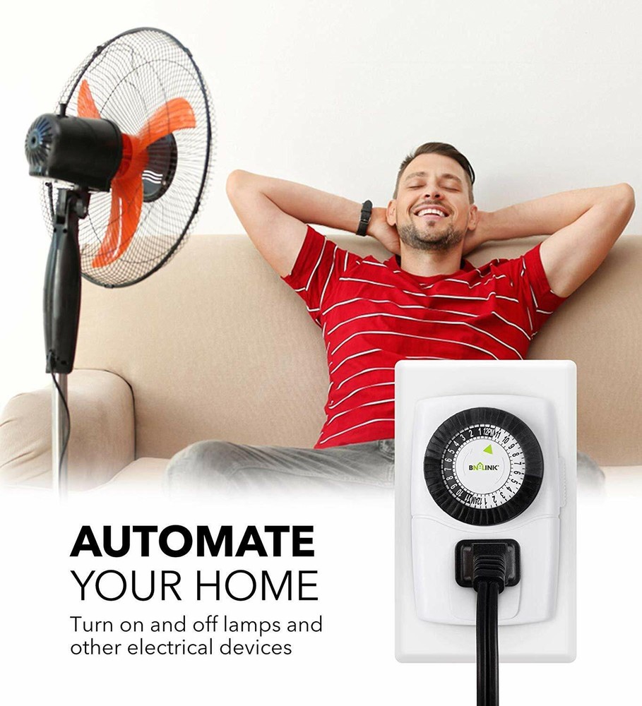 BN-LINK 2Pack Indoor 24Hour Mechanical Outlet Timer In Wall Timer Switch 3 Prong