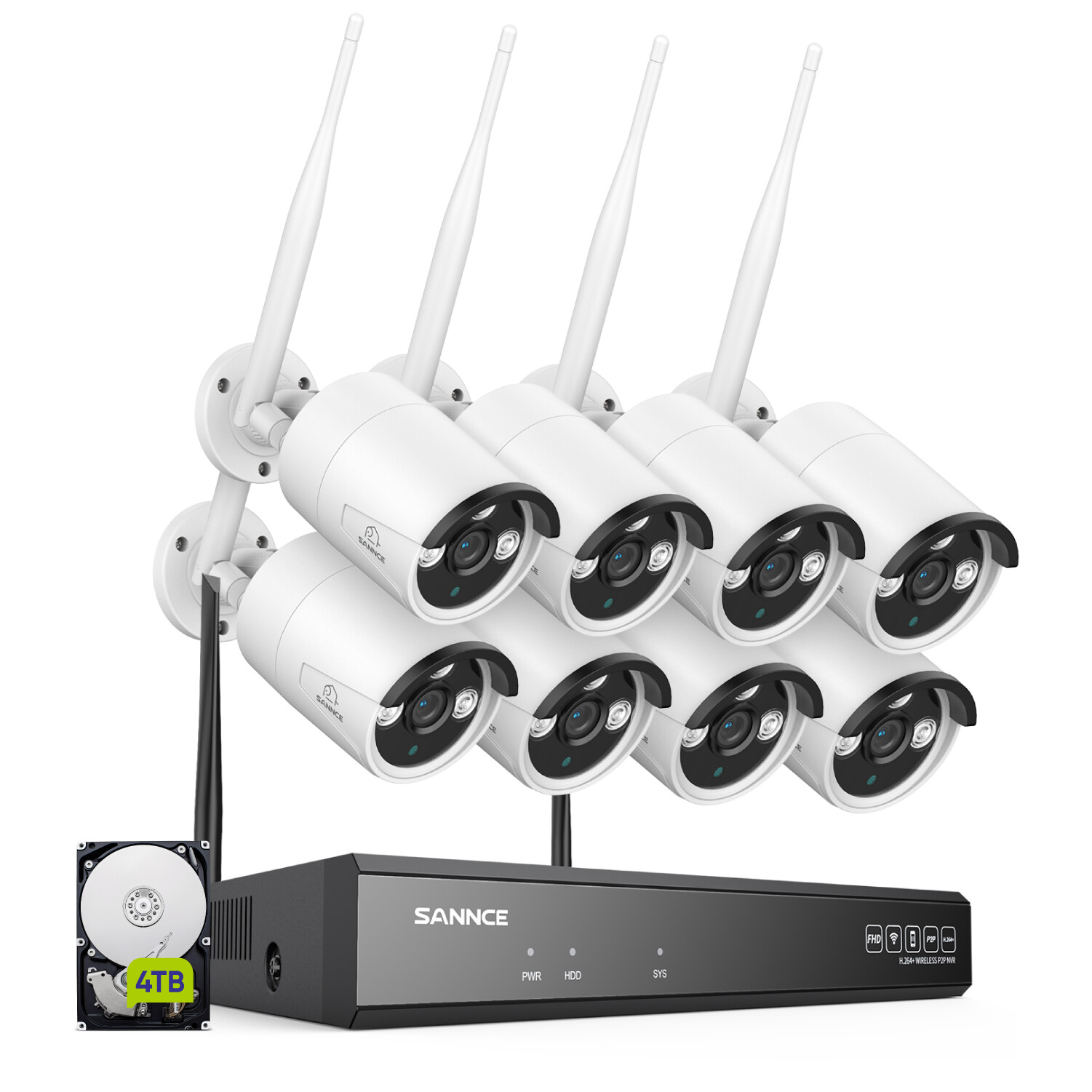 SANNCE Wireless 3MP Security Camera System 5MP 8CH NVR Two-Way Audio Recording