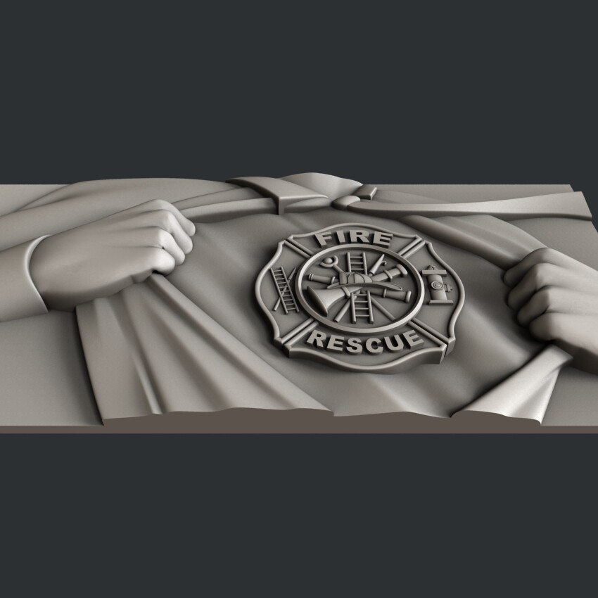 3d STL models for CNC, Artcam, Aspire, relief Firefighter